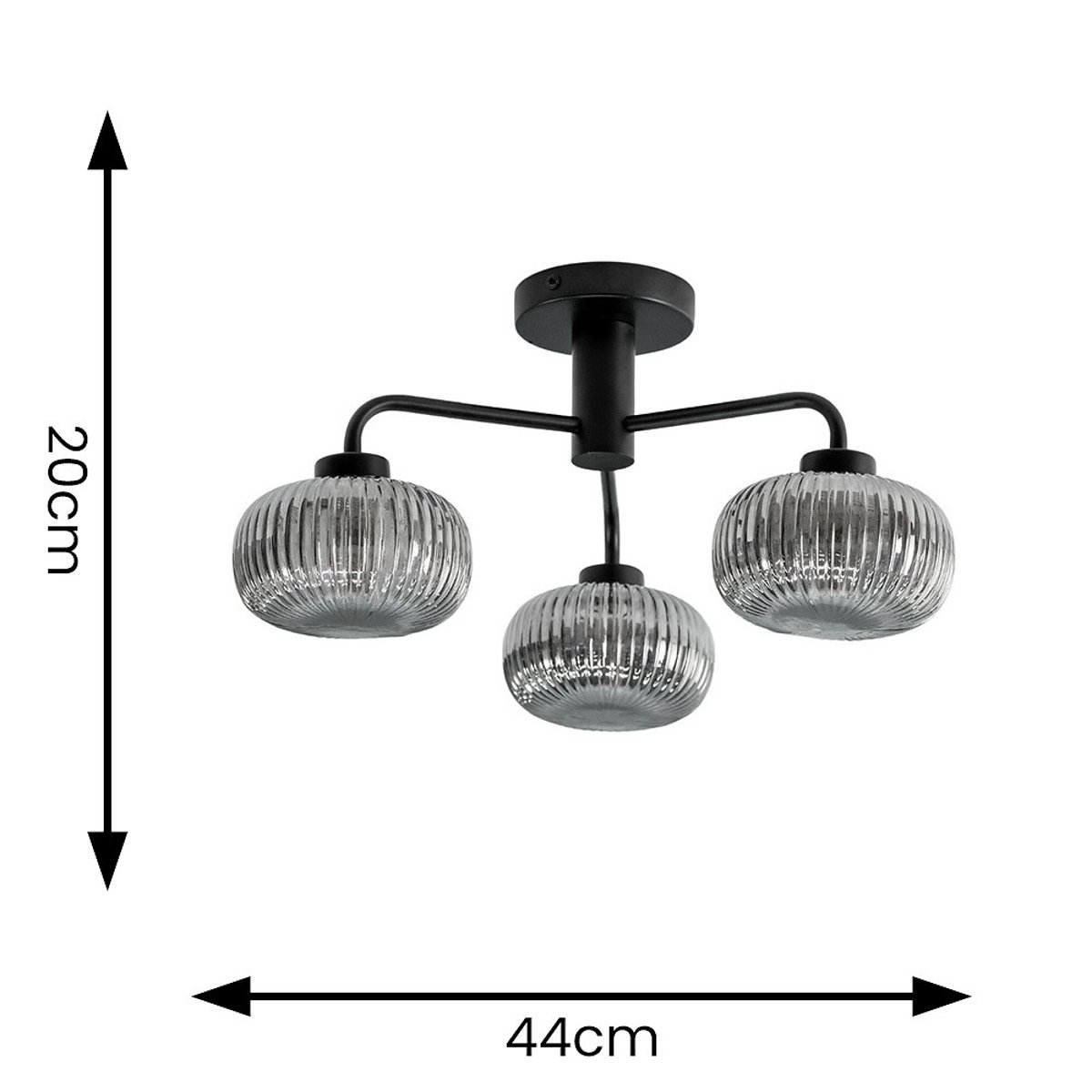 Arran 3-Light Bathroom Ceiling Light in Matte Black black, SO'HOME
