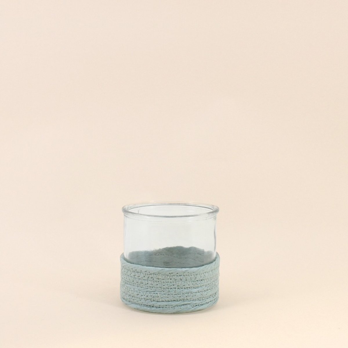 Set de 2 photophores en verre et corde blanc - vert, ORNAMI