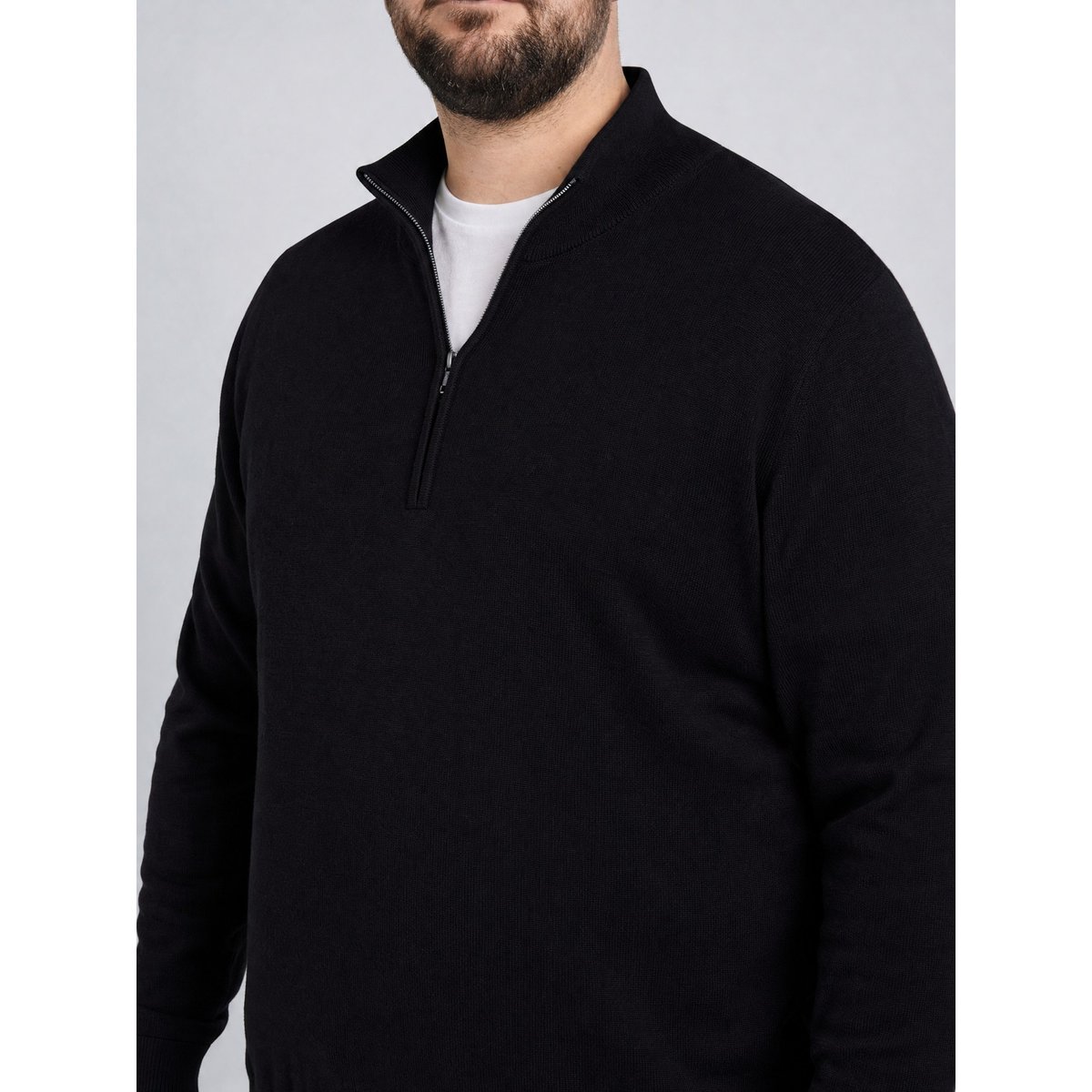 Pull grande taille à col zippé steelridge noir black, PETROL INDUSTRIES