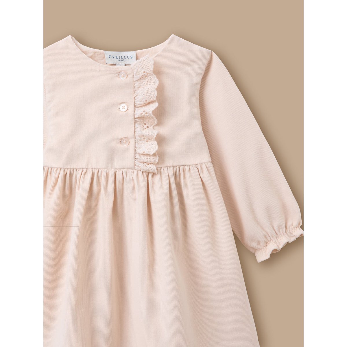 Robe velours et broderie vanille, CYRILLUS