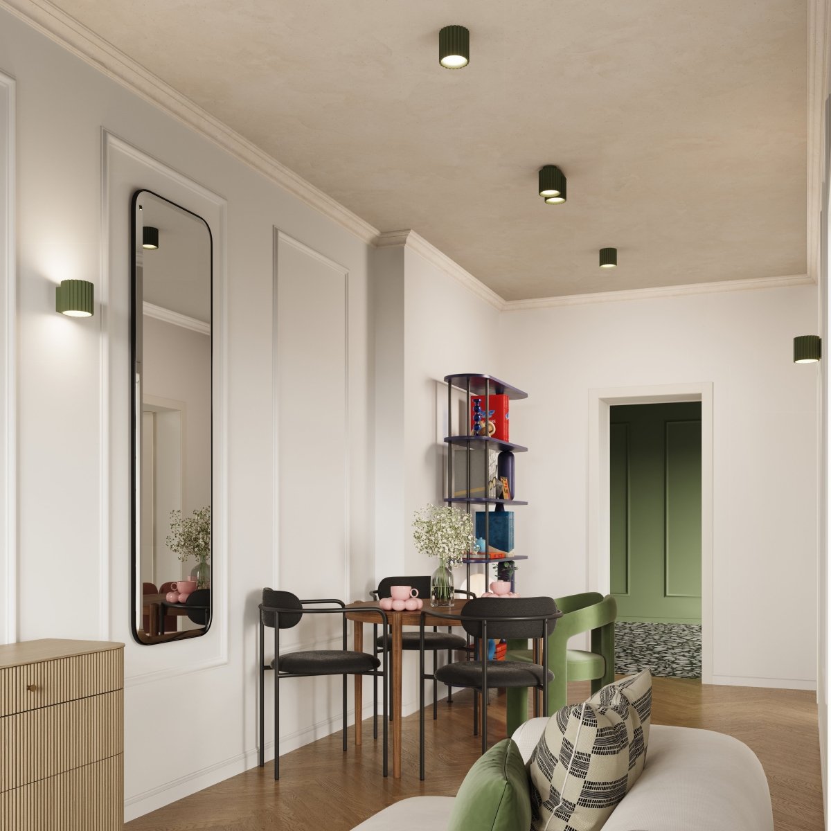 Plafonnier Aluminium Vert Olive GU10 1 Aura vert, EDEN