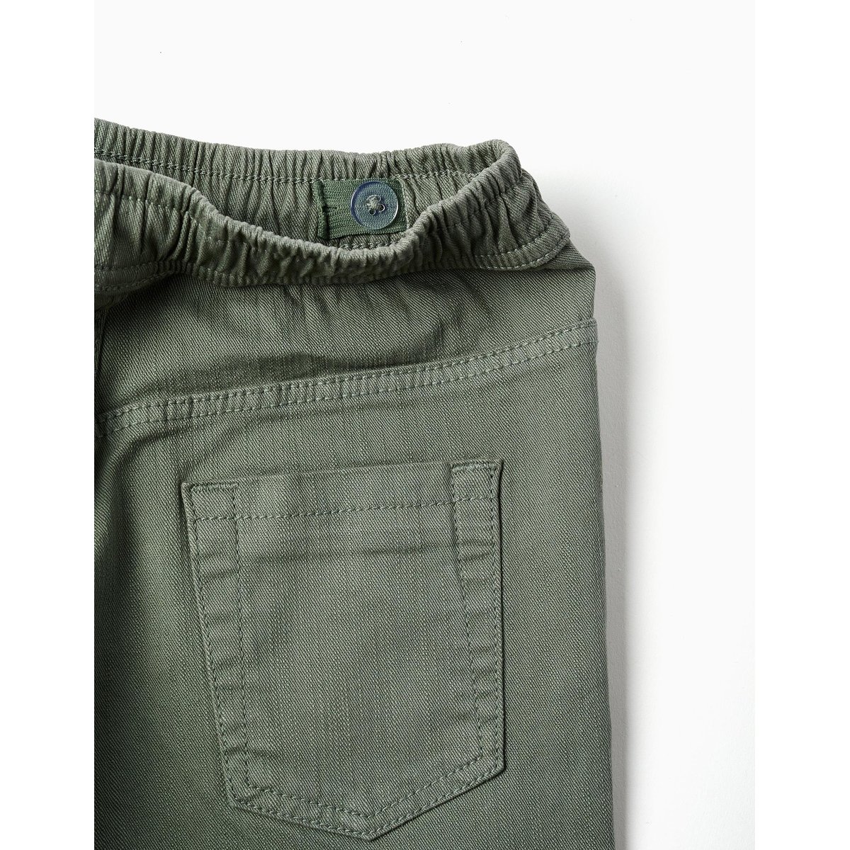 Pantalon en sergé ajusté avec cordon vert foncé, ZIPPY