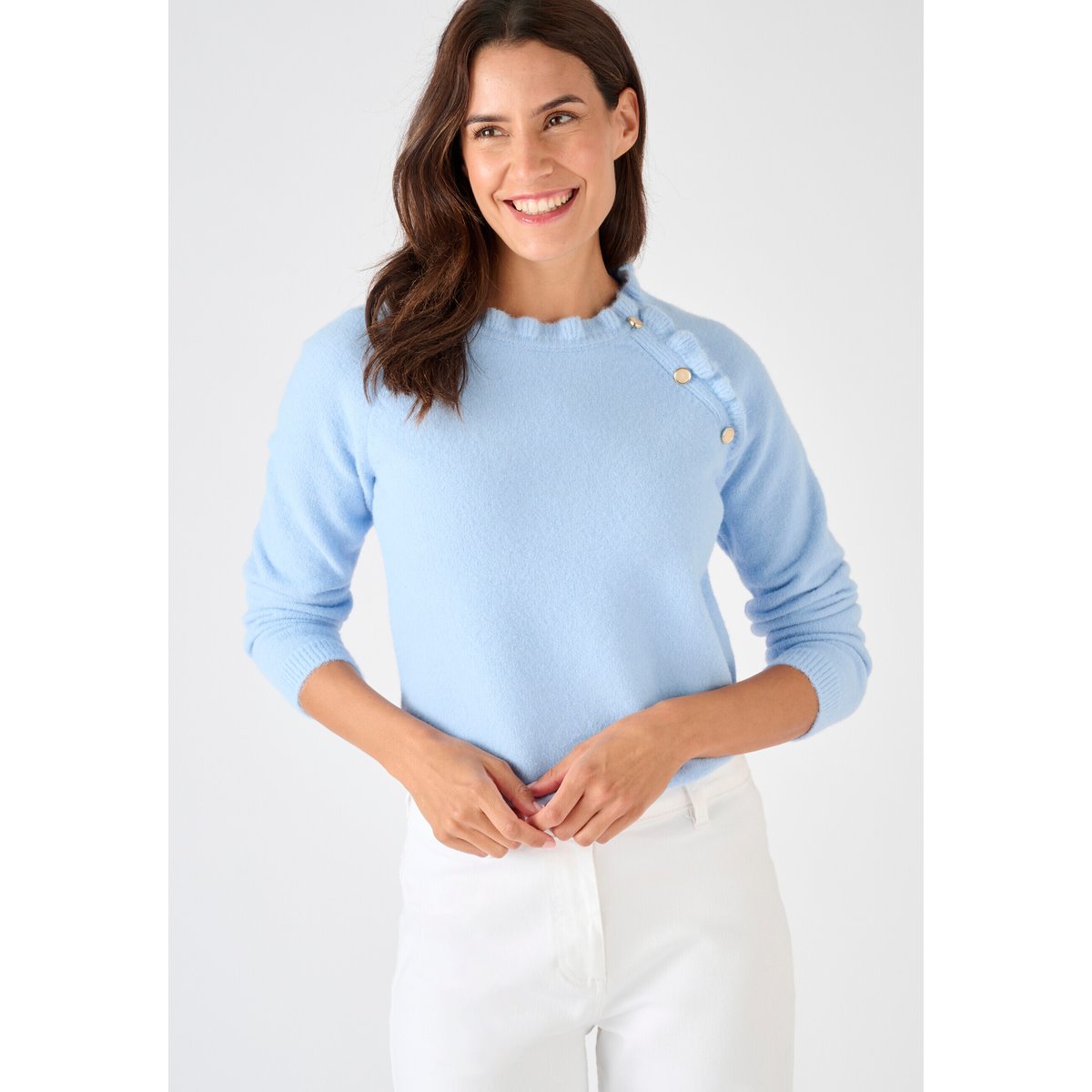 Pull à volants Thermolactyl bleu grisé, DAMART