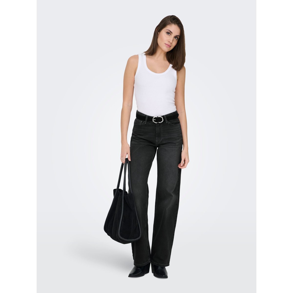 Jean À Jambe Large washed black, ONLY