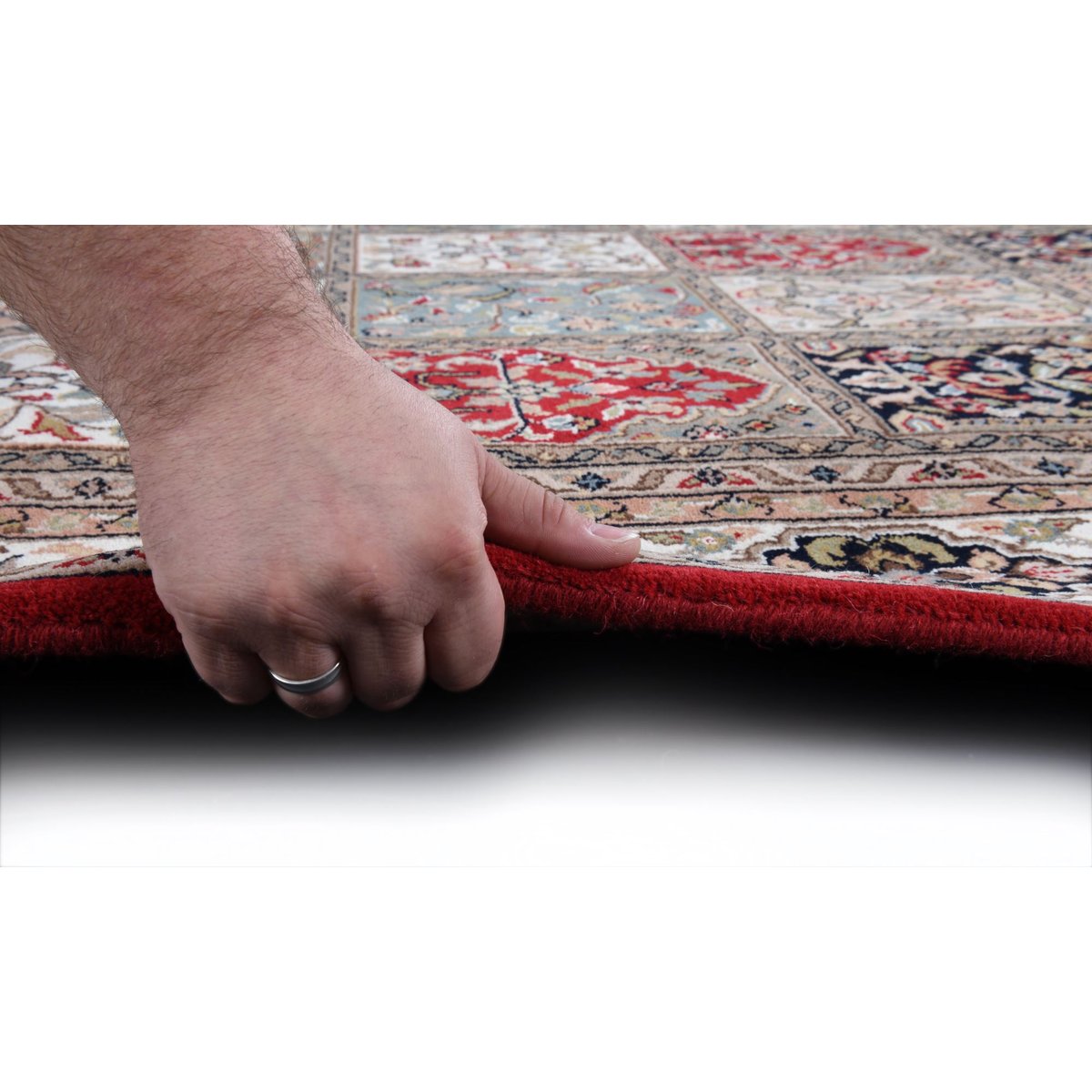 Tapis d'orient classique Benares noué main crème marron, THEKO