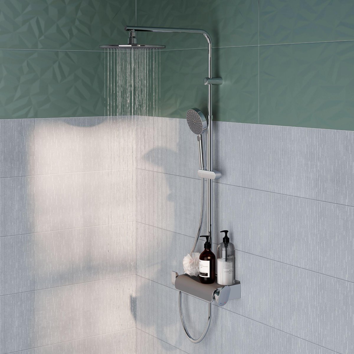 Colonne de douche mécanique et étagère, EASY chrome, SENSEA