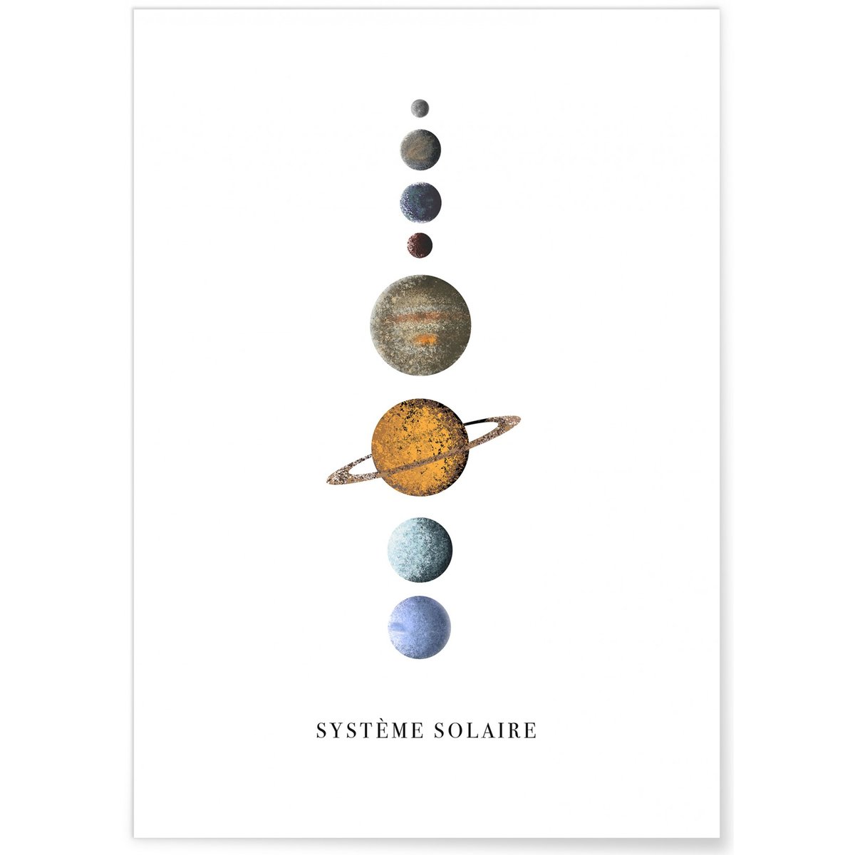 Affiche Système Solaire blanc, L'AFFICHERIE