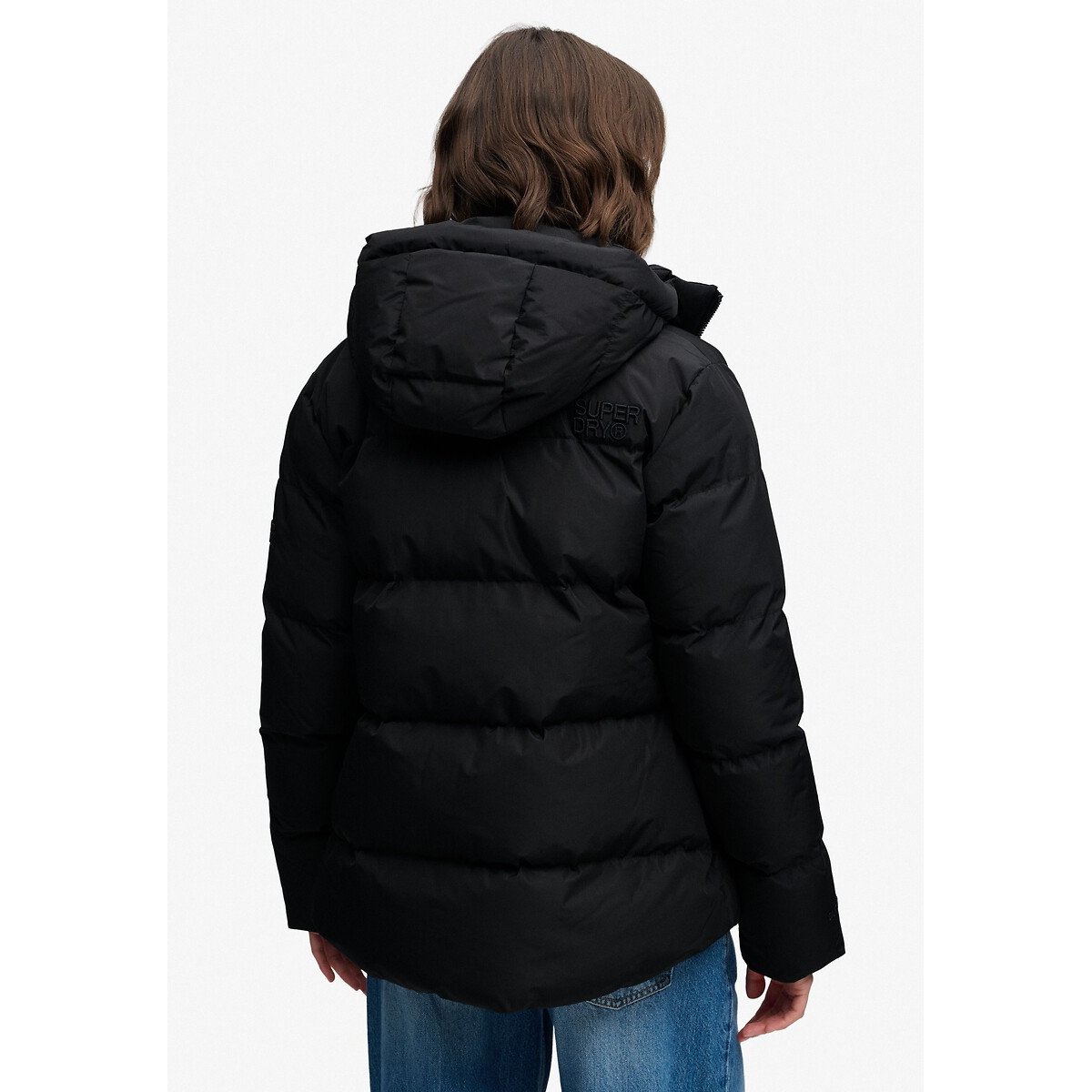 Piumino sportivo con cappuccio nero , SUPERDRY