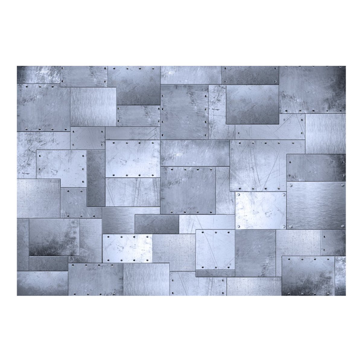 Papier peint intissé panoramique Abstractions Industrial mosaic gris / argent, EDEN
