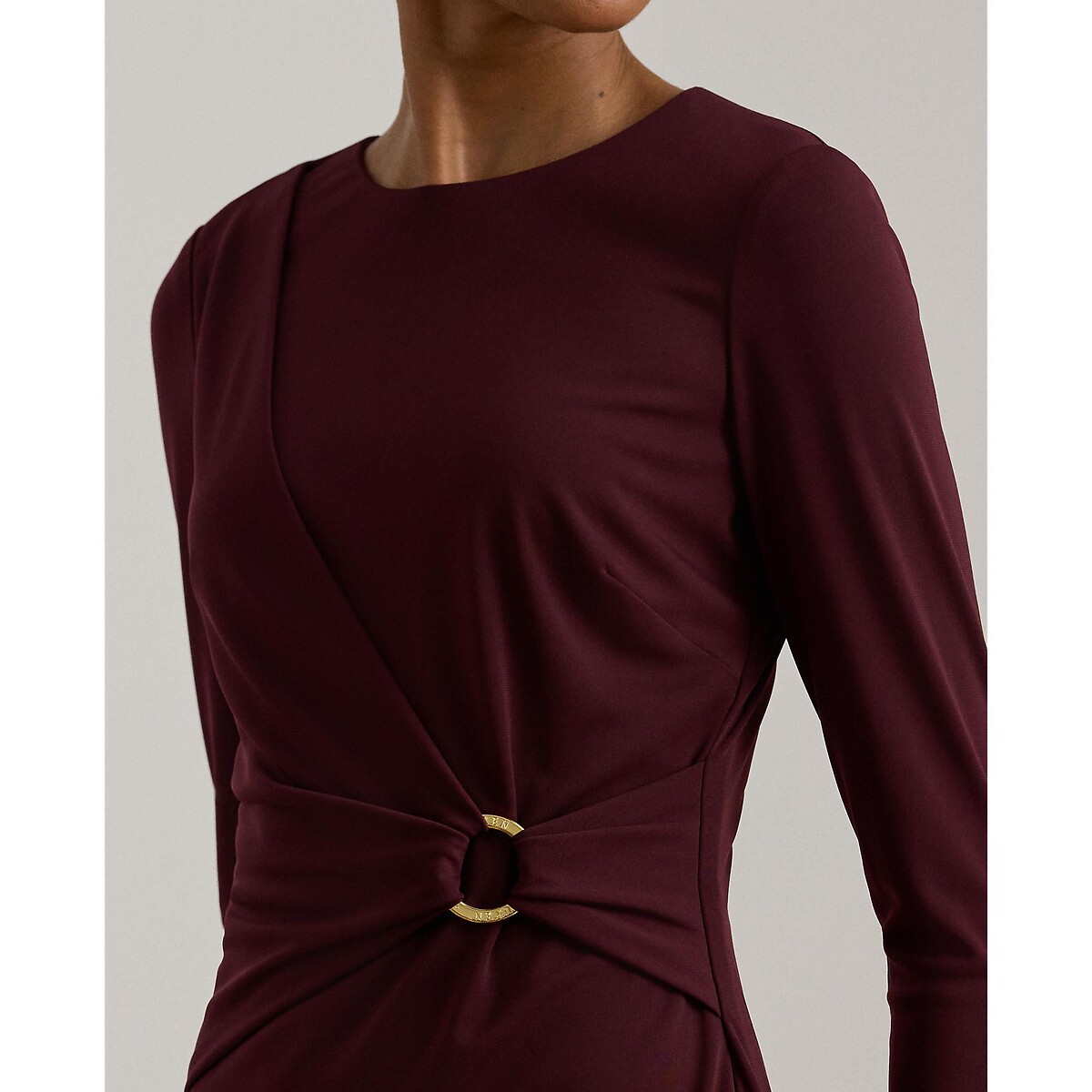 Fabiana Mini Dress with 3/4 Length Sleeves burgundy, LAUREN RALPH LAUREN