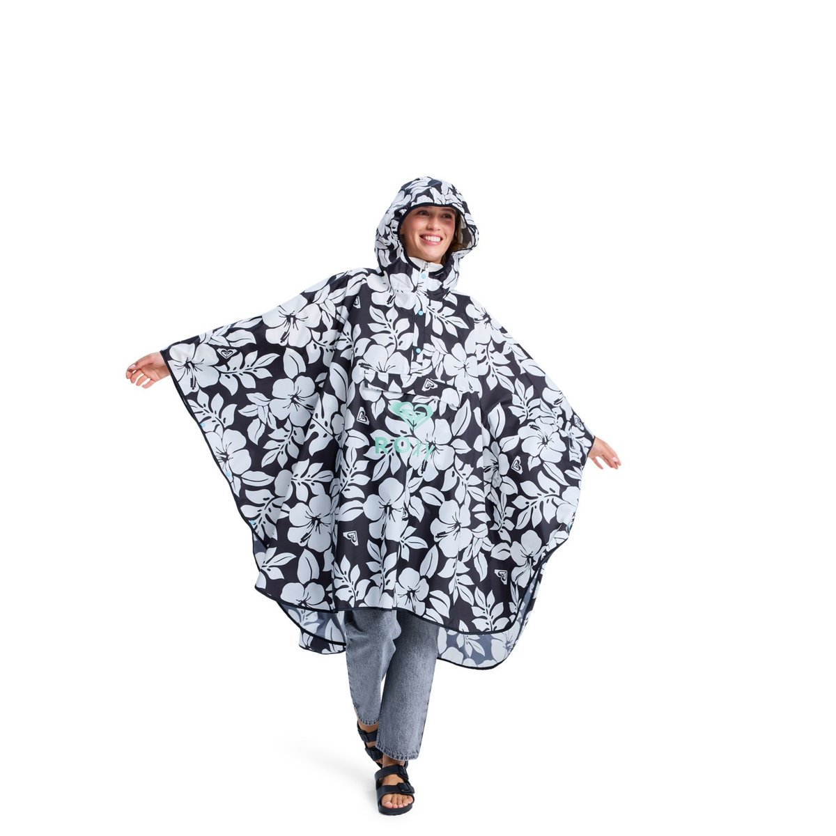 Poncho de pluie MIDNIGHT RAIN. noir anthracite the big mo, ROXY