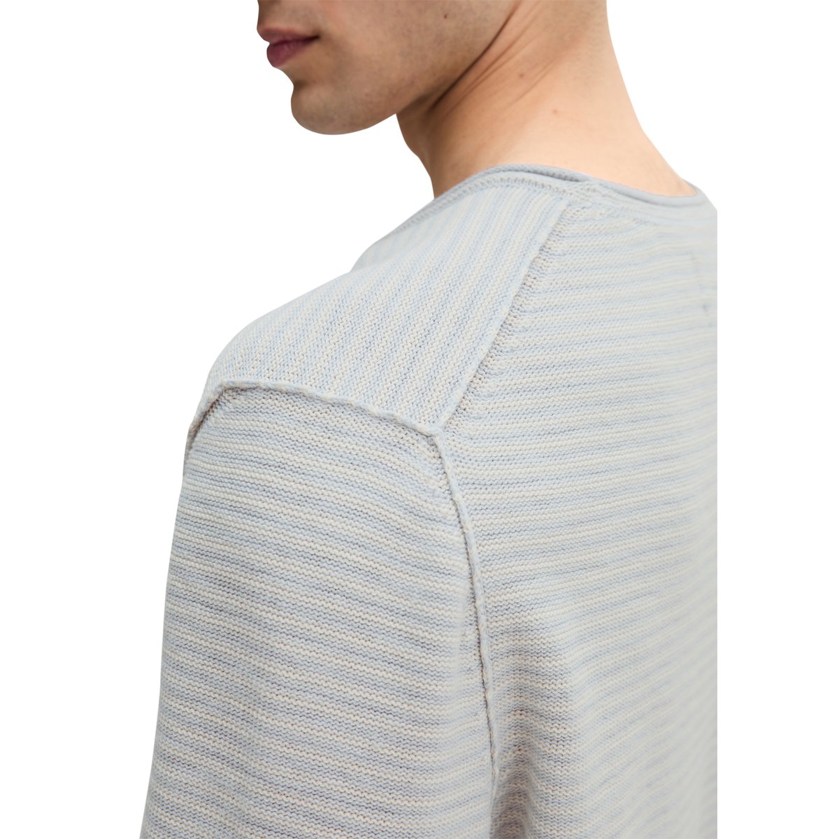 Pull-over regular en coton bio et en lin bleu clair, MARC O'POLO