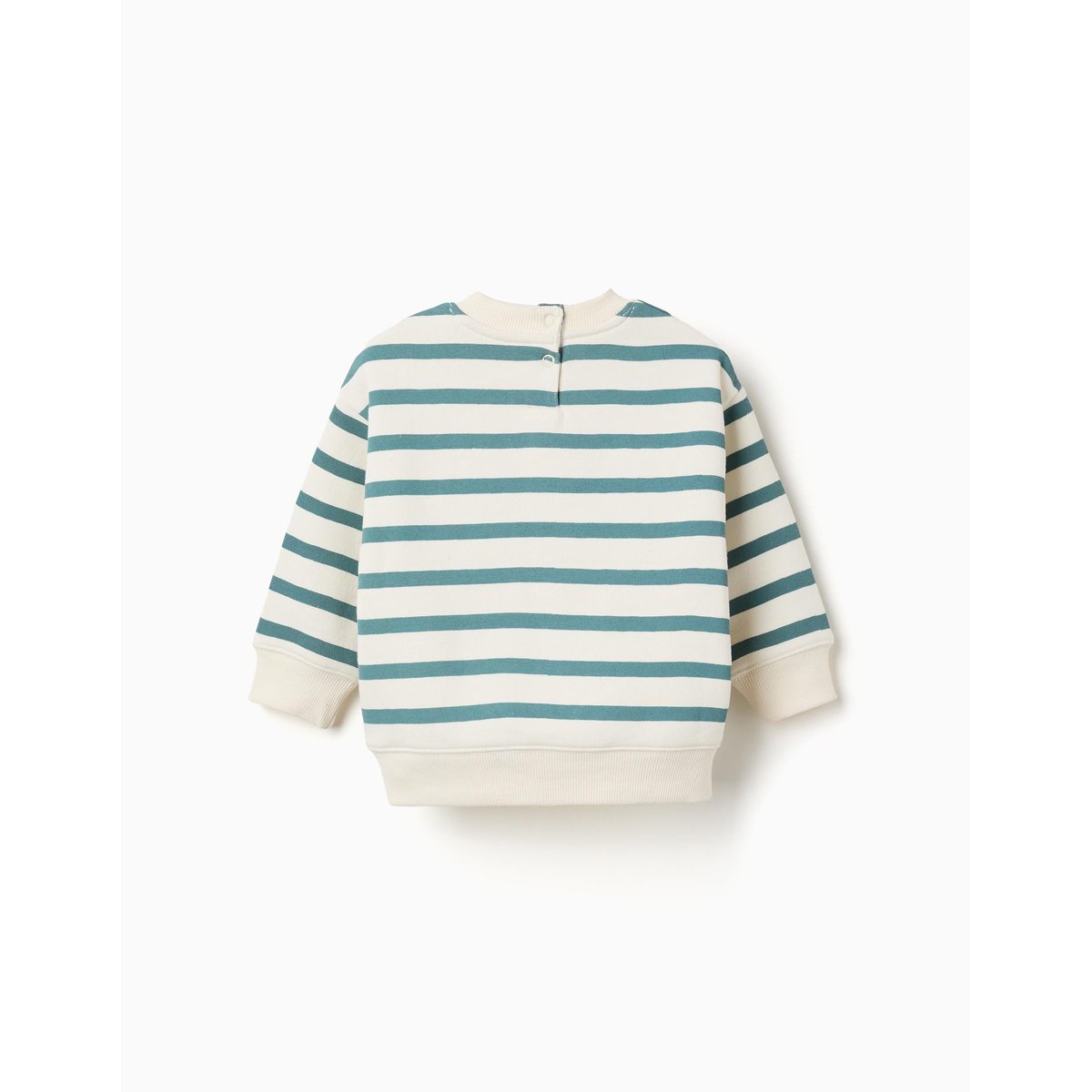 Sweat en coton peigné à rayures et imprimé vert clair, ZIPPY