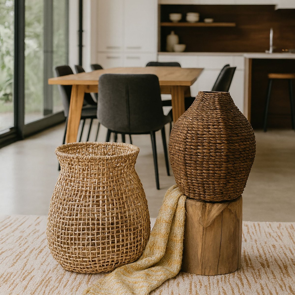 Panier/cache-pot en fibre naturelle naturel, NOW'S HOME