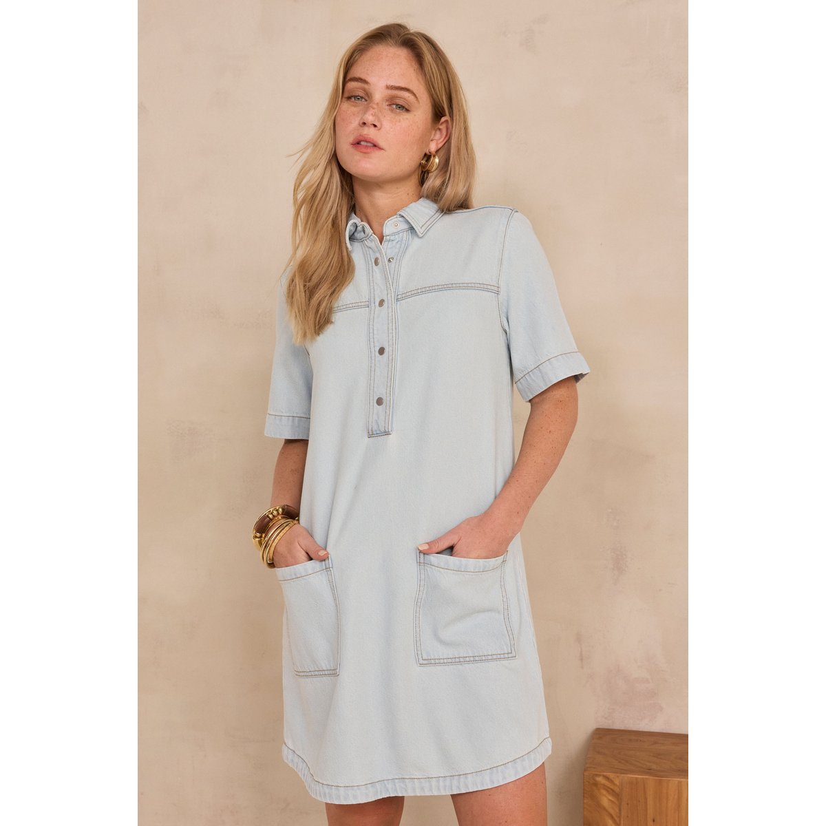 Robe courte et droite RITA pure bleached, Maison 123