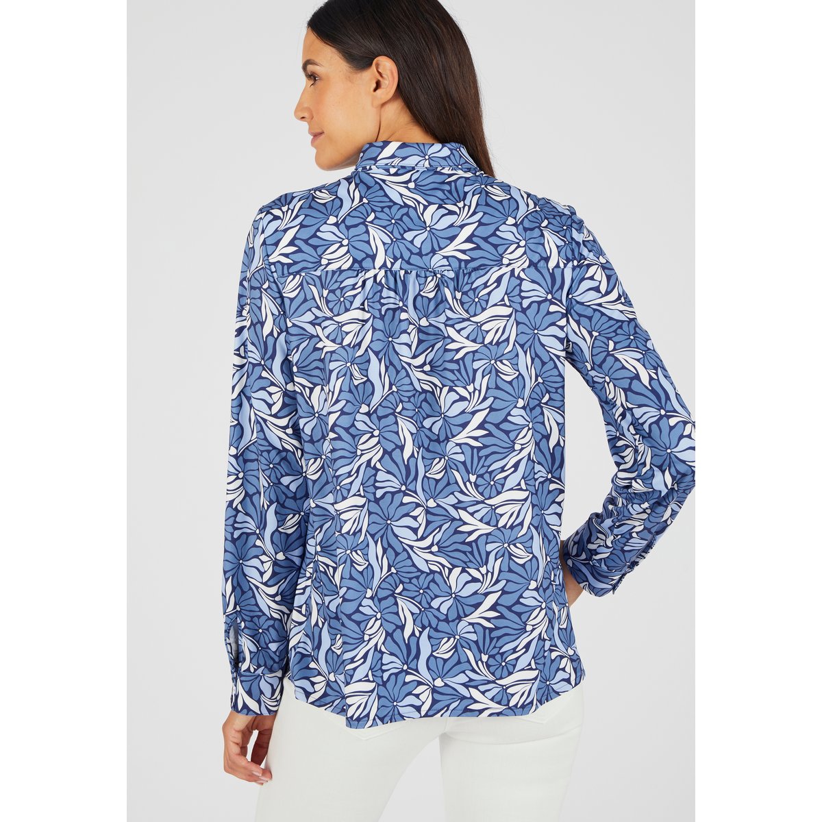 Chemisier maille chaude bleu fleuri, DAMART