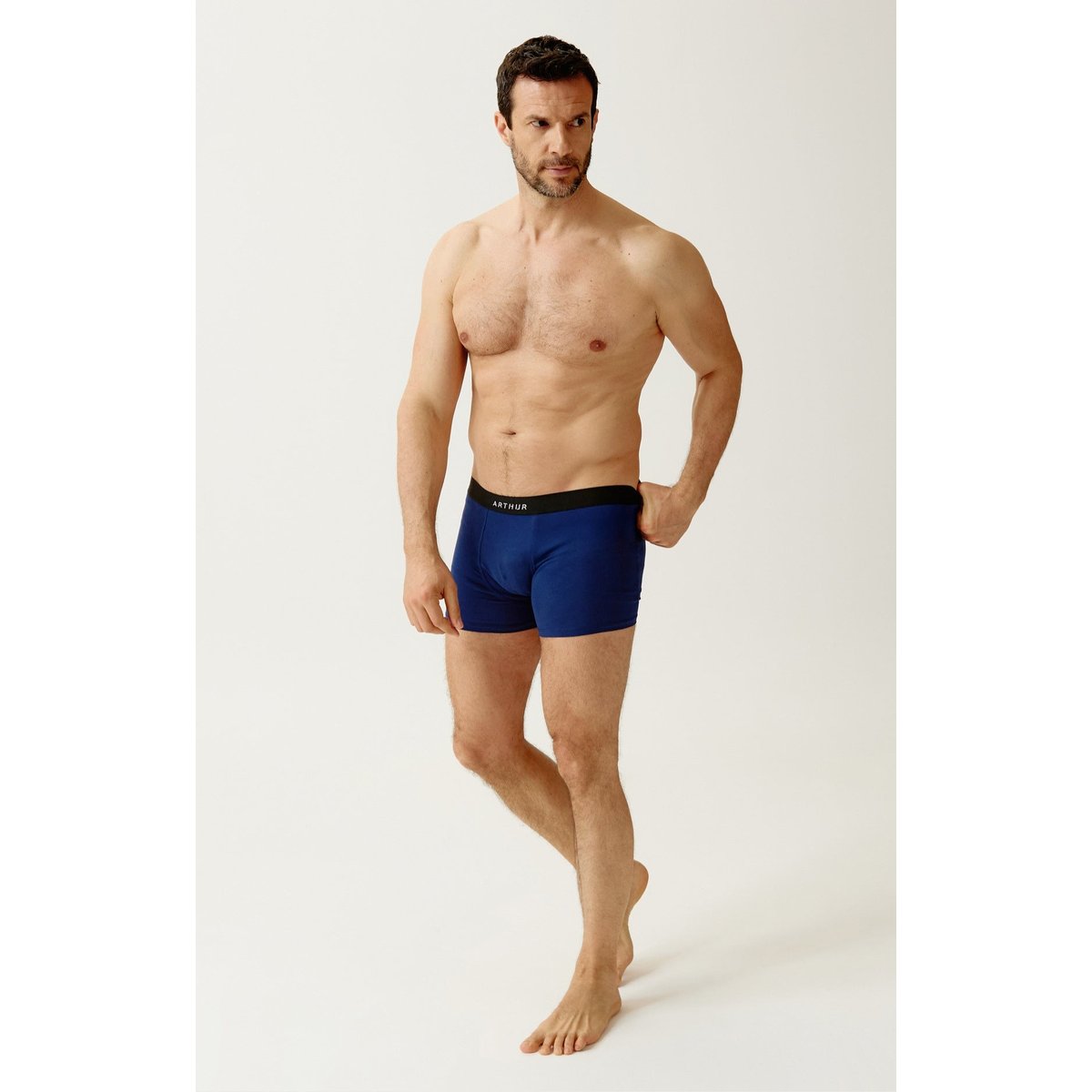 Boxer en coton, uni marine, ARTHUR