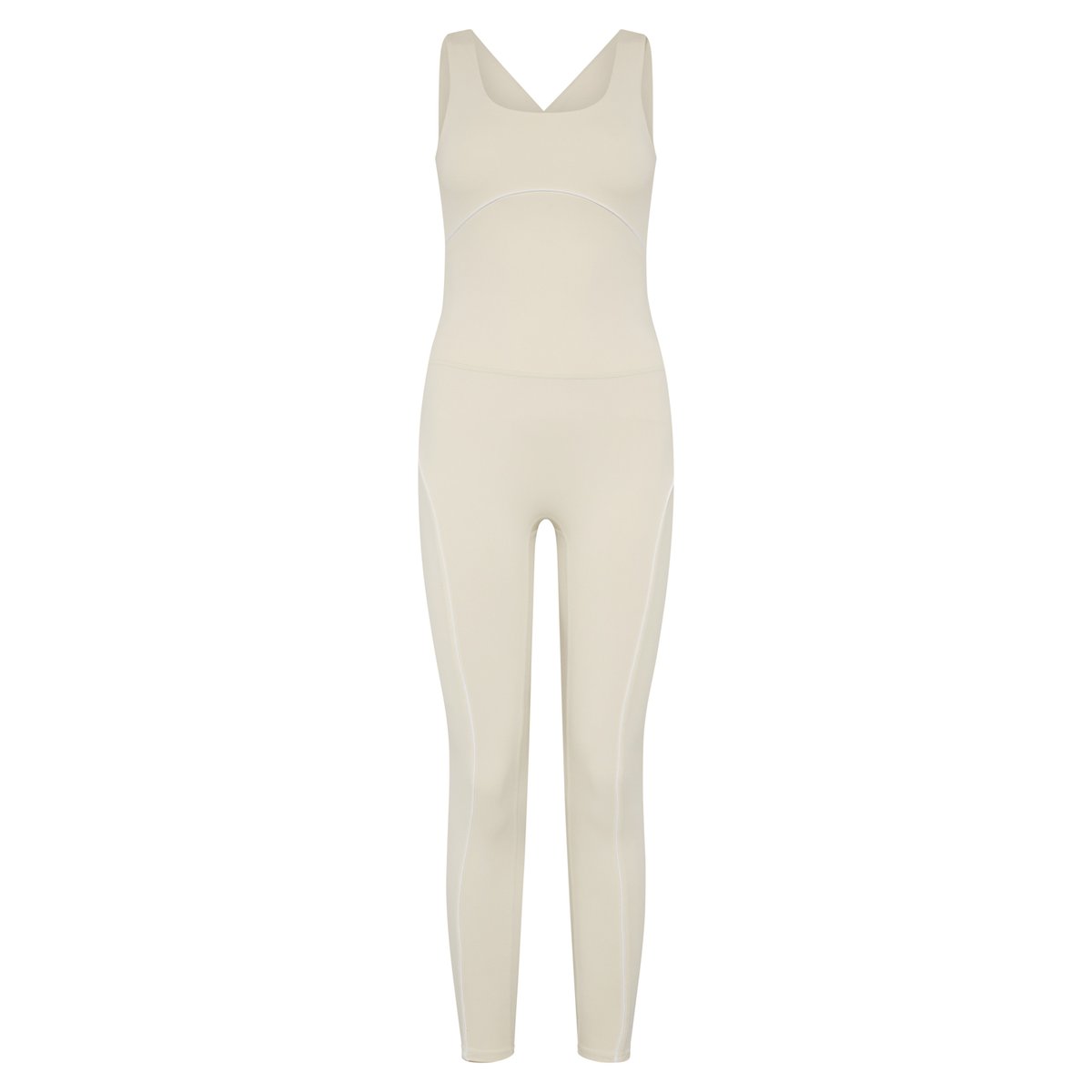Combinaison de sport femme Phoenh bretelles croisées séchage rapide beige colombe/blanc, BORN