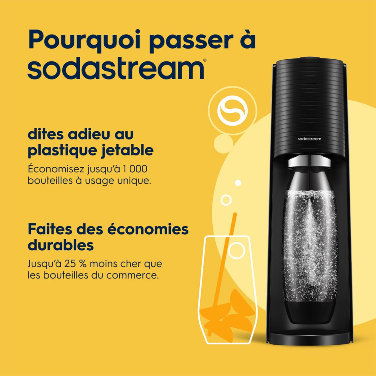 Machine à Soda Terra avec 1 bouteille noir, SODASTREAM