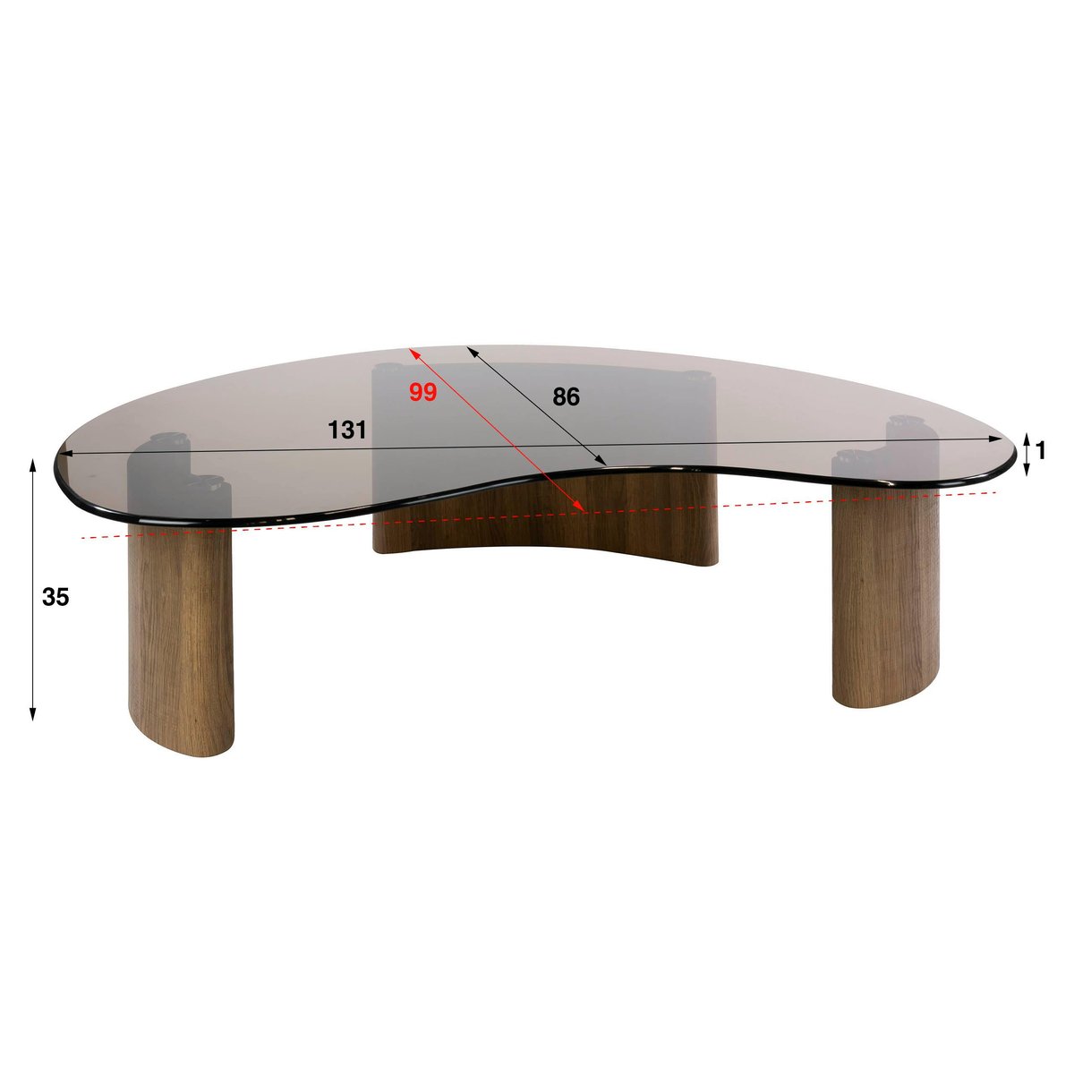 Table basse verre fumé design organique MILOS marron, PIER IMPORT