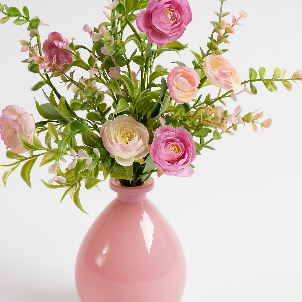 38cm Pink Floral Arrangement in Glass Vase pink, SO'HOME