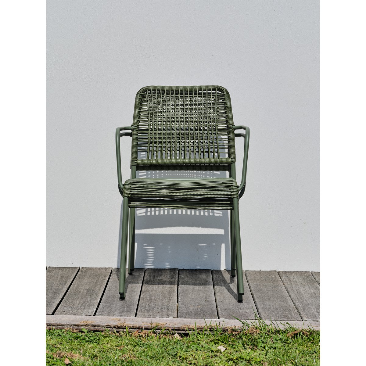 Lot de 2 fauteuils de jardin en corde et acier MARCEAU vert olive, CITY GARDEN