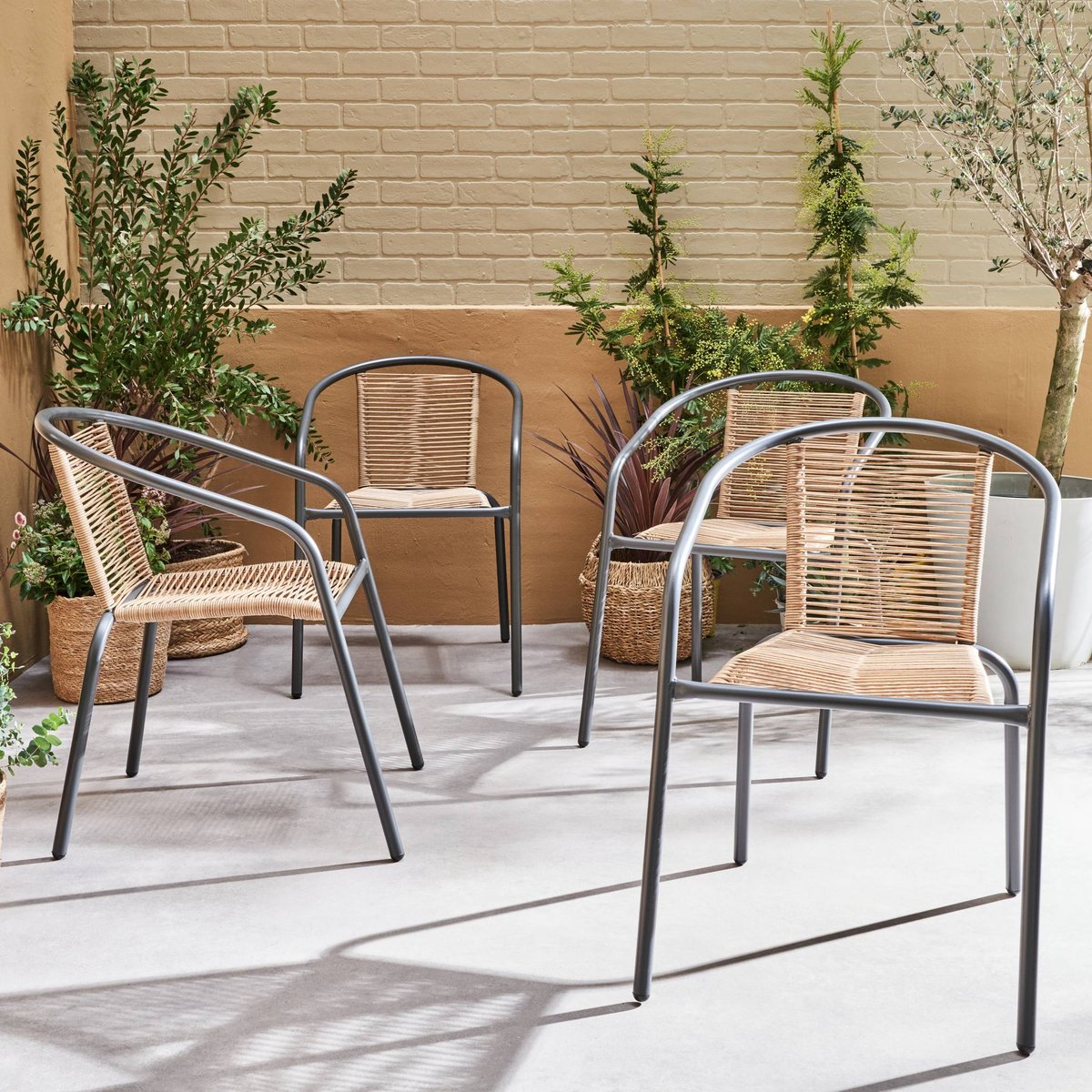 Fauteuil de jardin acier et résine (lot de 4) TONALA anthracite, SWEEEK