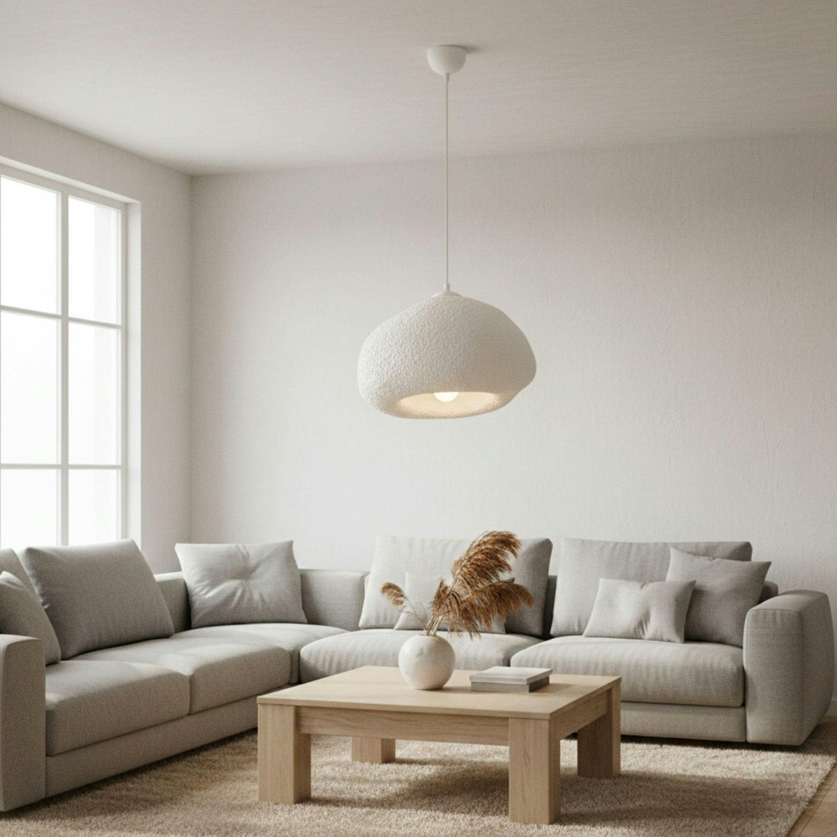 Suspension blanche design organique 42 cm NOXIS blanc, PIER IMPORT