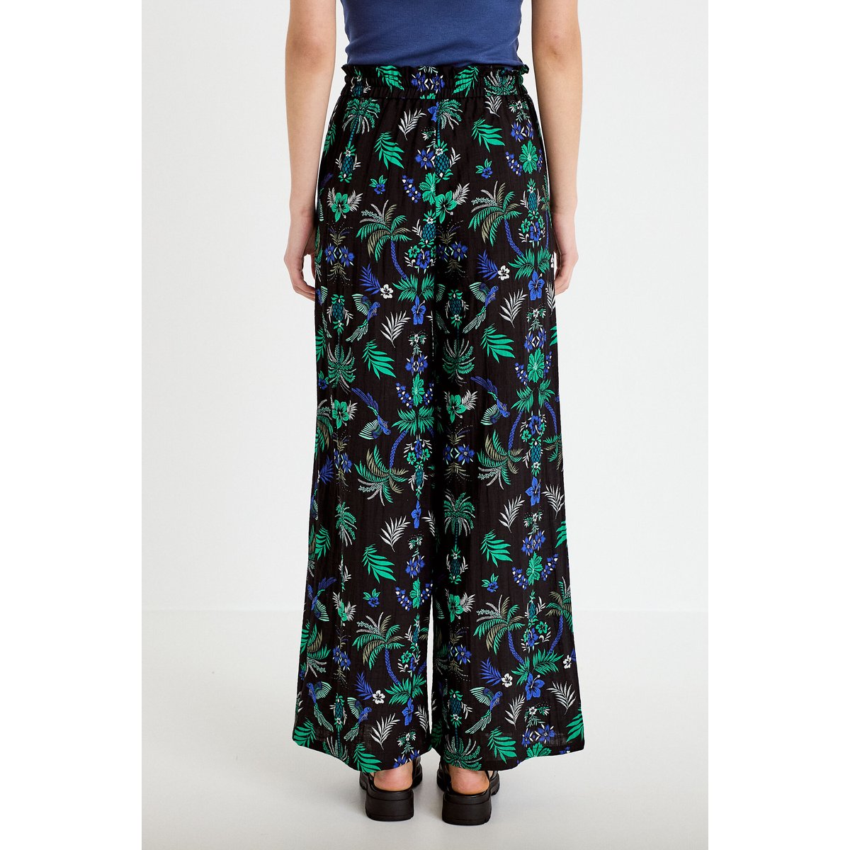 Pantalon large taille standard plissé noir, CACHE CACHE