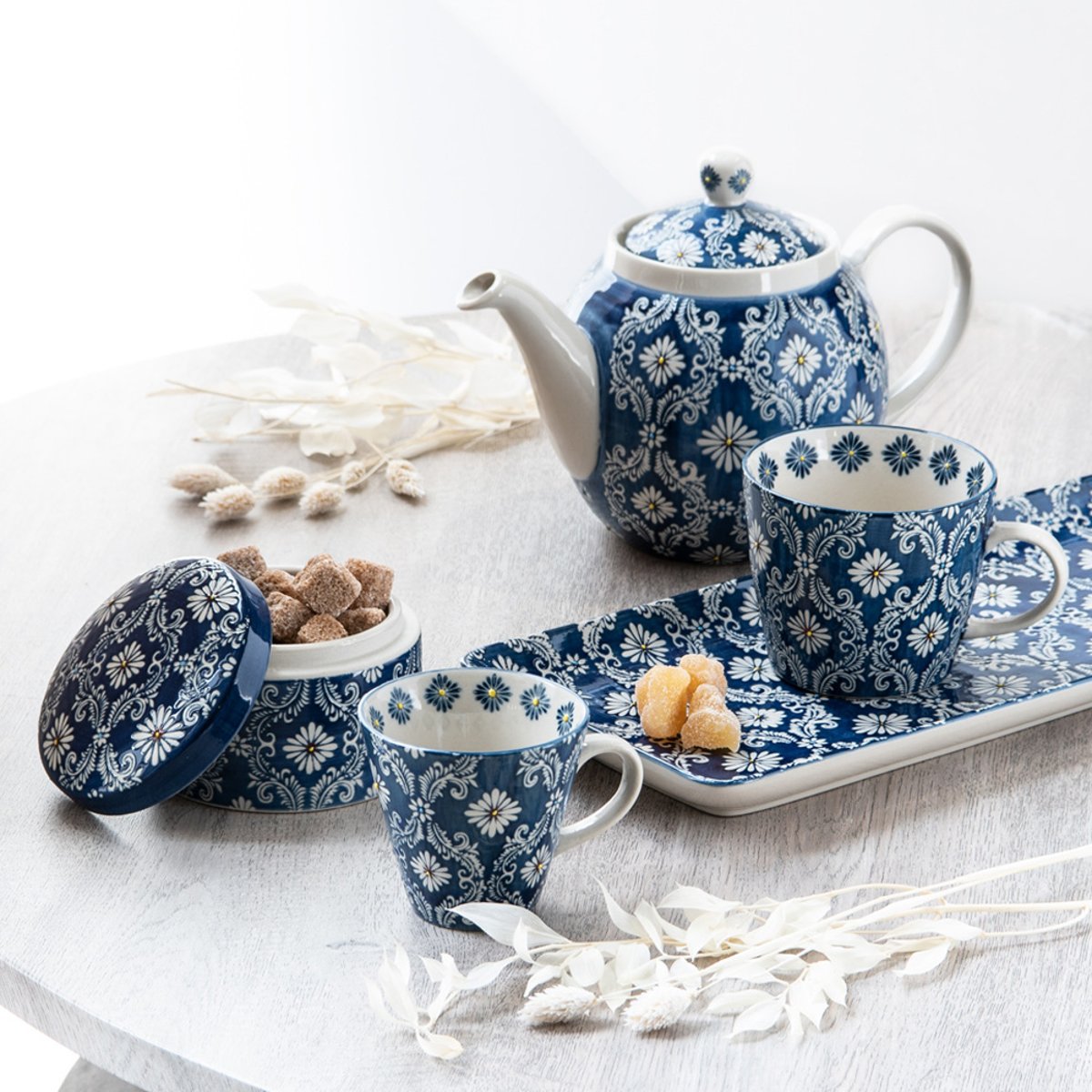 Coffret de 4 mugs - almada bleu, TABLE PASSION