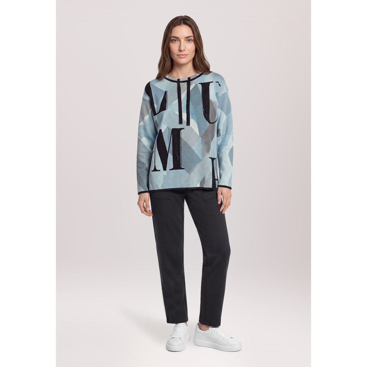 Pull-over en maille à imprimé mint/black, BETTY BARCLAY