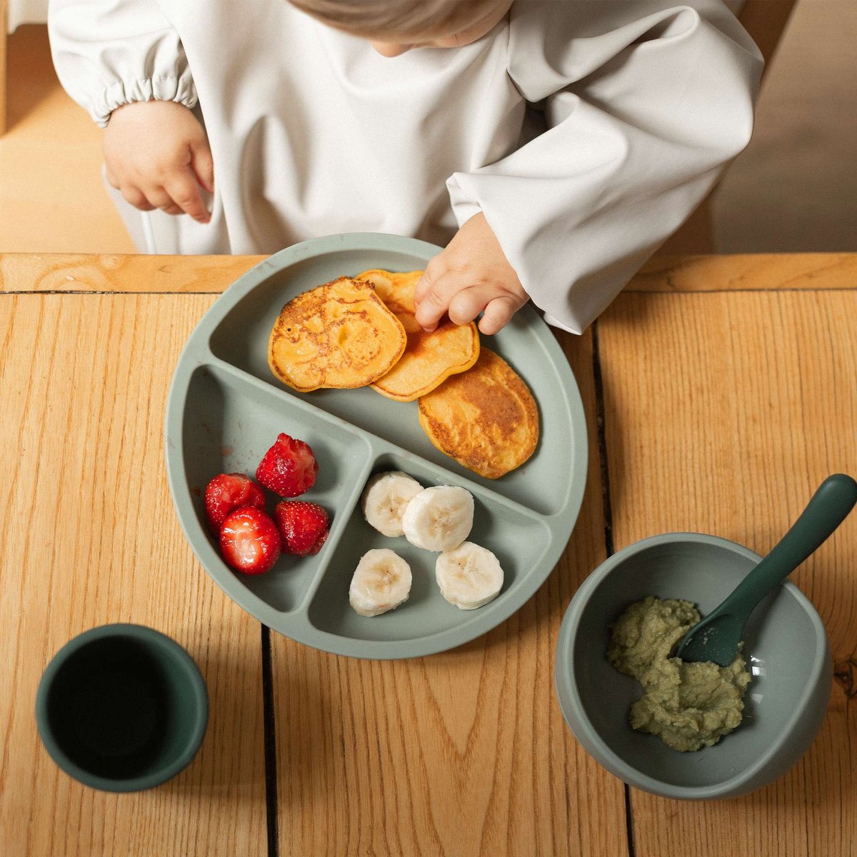 Coffret repas en silicone vert d'eau, vert, TROIS KILOS SEPT