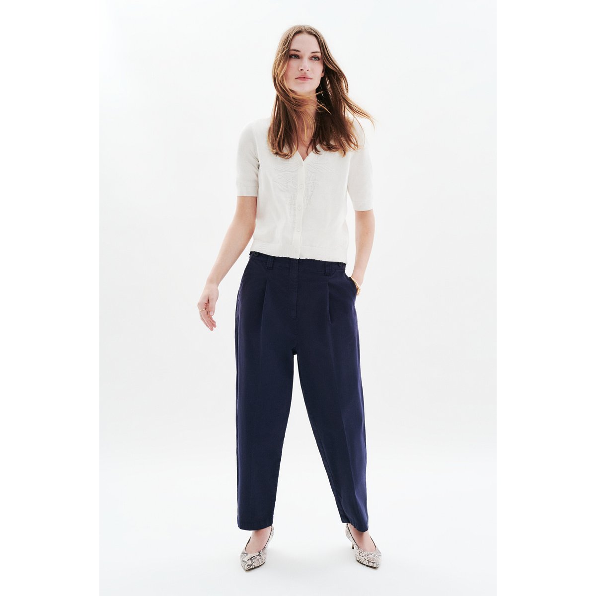 Gilet droit col v MIRELLA blanc, CAROLL