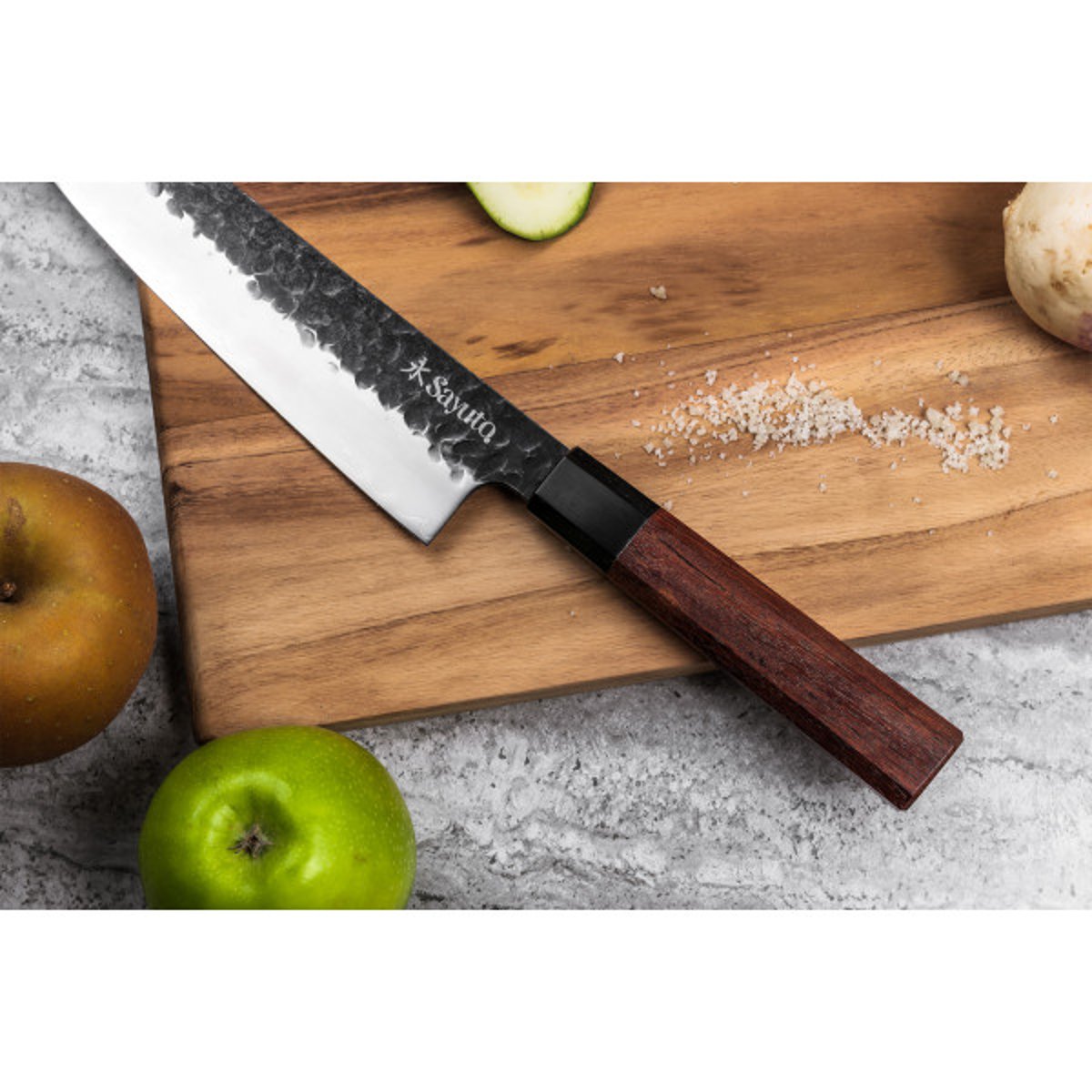 Couteau Sequoia San Mai modèle chef 21cm brute de forge v002237, SAYUTO