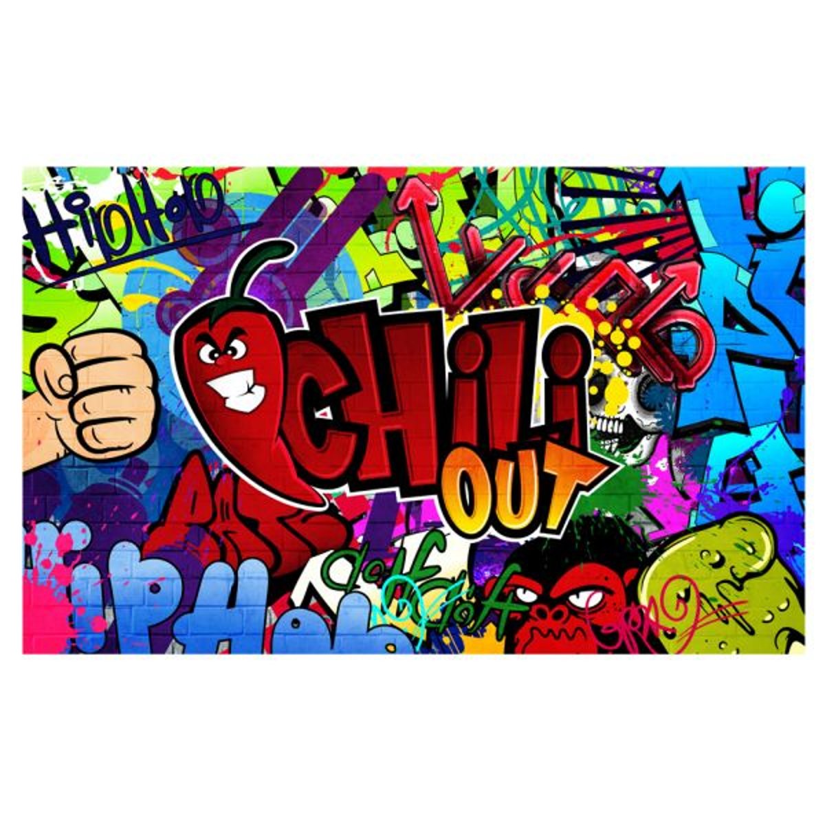 Papier peint intissé panoramique Street art Chili out multicouleur, EDEN