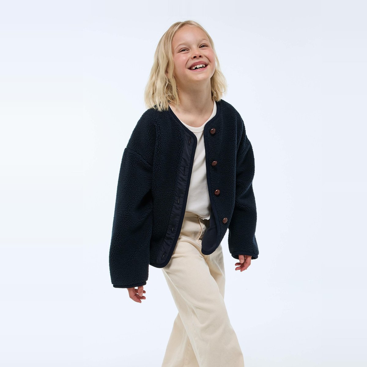 Veste unie effet mouton marine, MONOPRIX