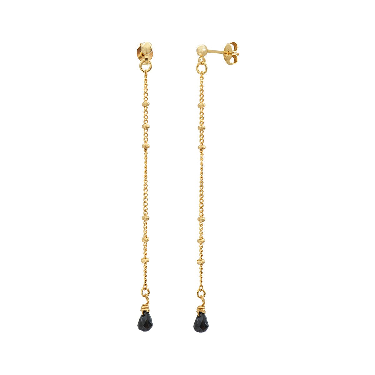Boucles d'oreilles longues danaé onyx noir, CAROLINE NAJMAN