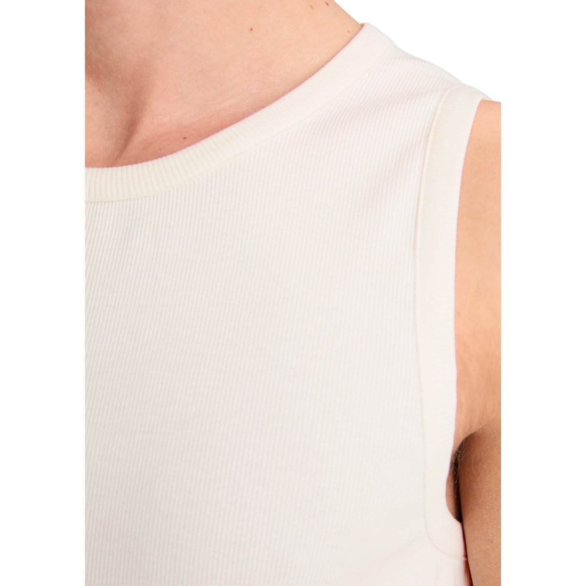 Débardeur côtelé DfC slim en coton bio mélangé blanc, MARC O’POLO DENIM