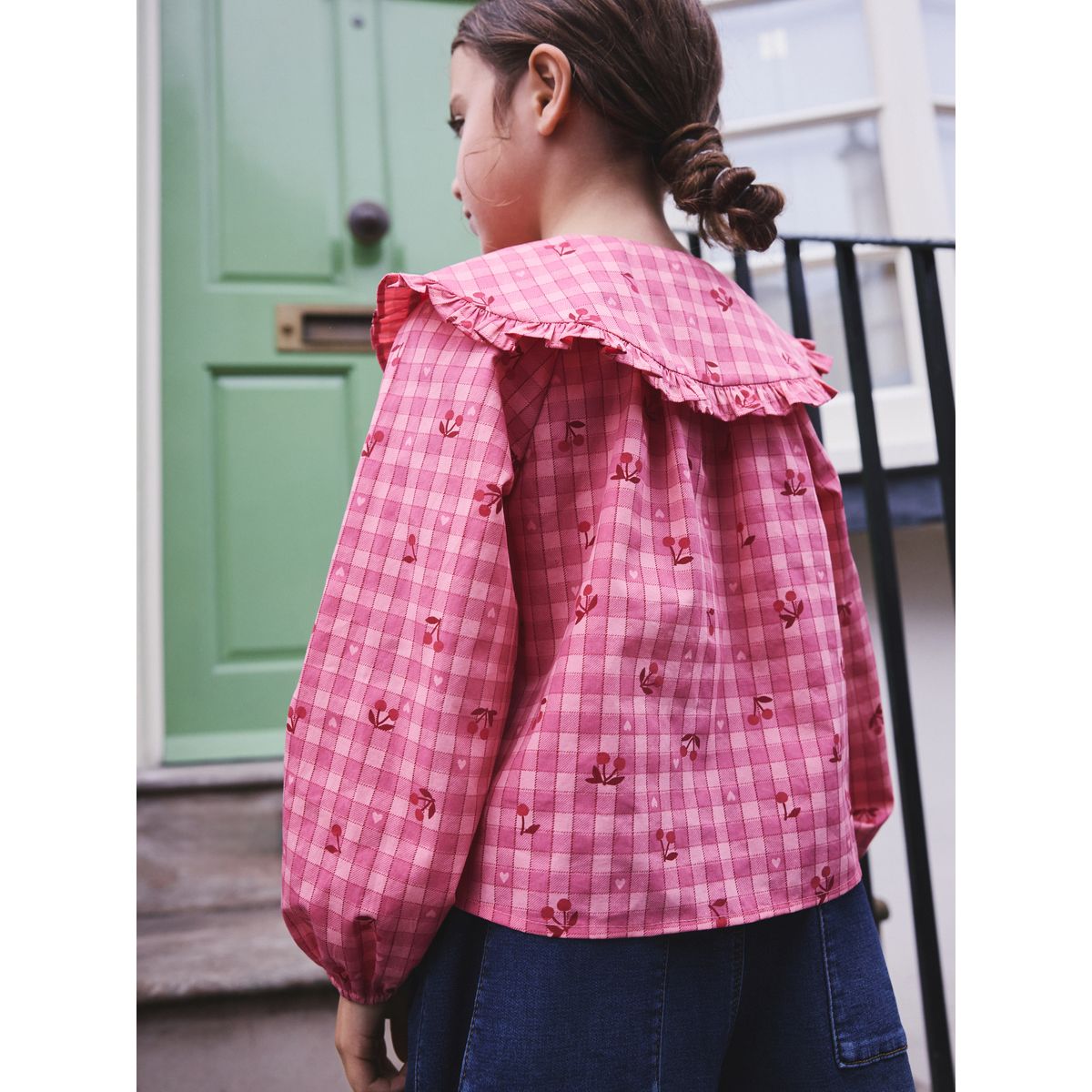 Chemisier vichy à motif cerises rose, NEXT