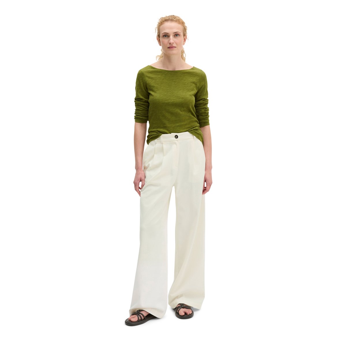T-shirt à manches longues U-Boot coupe classique en qualité Organic Cotton vert, MARC O'POLO