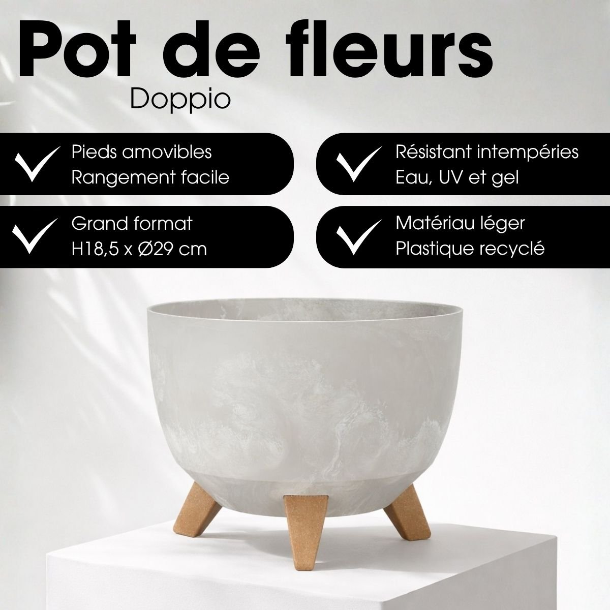 Bac à plantes DOPPIO gris, MICA DECORATIONS