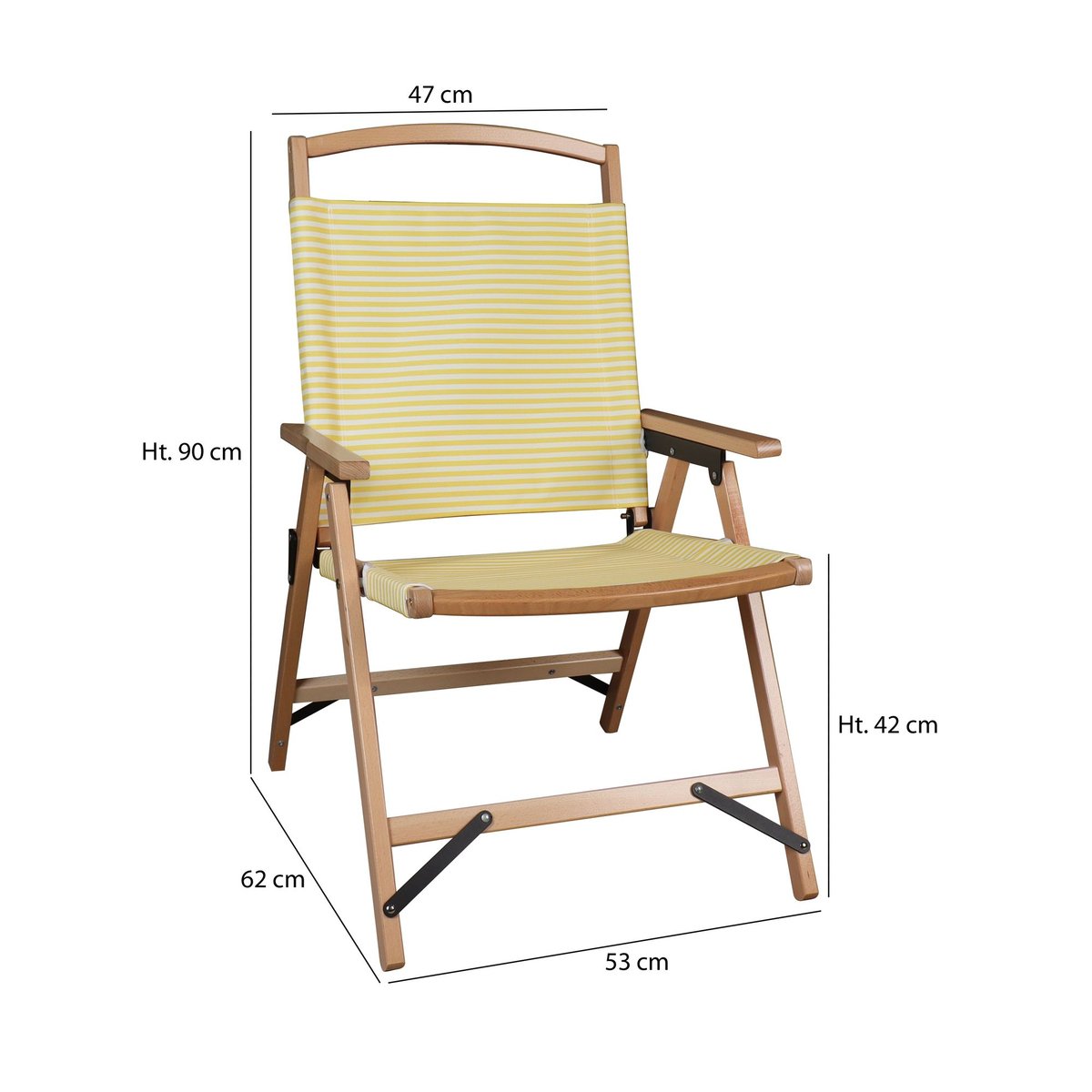 Chaise de plage en toile à rayures, PLAYA jaune, NOW'S HOME