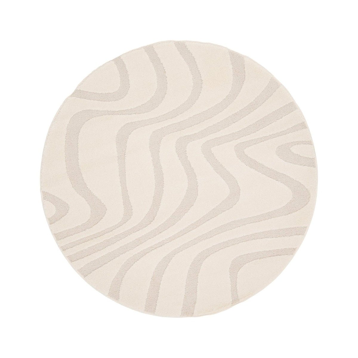 Tapis rond design avec effet relief NAYA beige sable, AFK LIVING