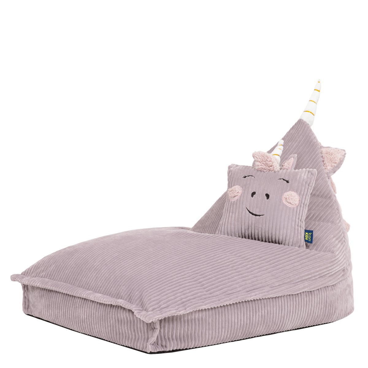 Pouf chauffeuse animal avec coussin licorne pour enfant en velours côtelé Oeko-Tex® lilas lilas licorne, ICON