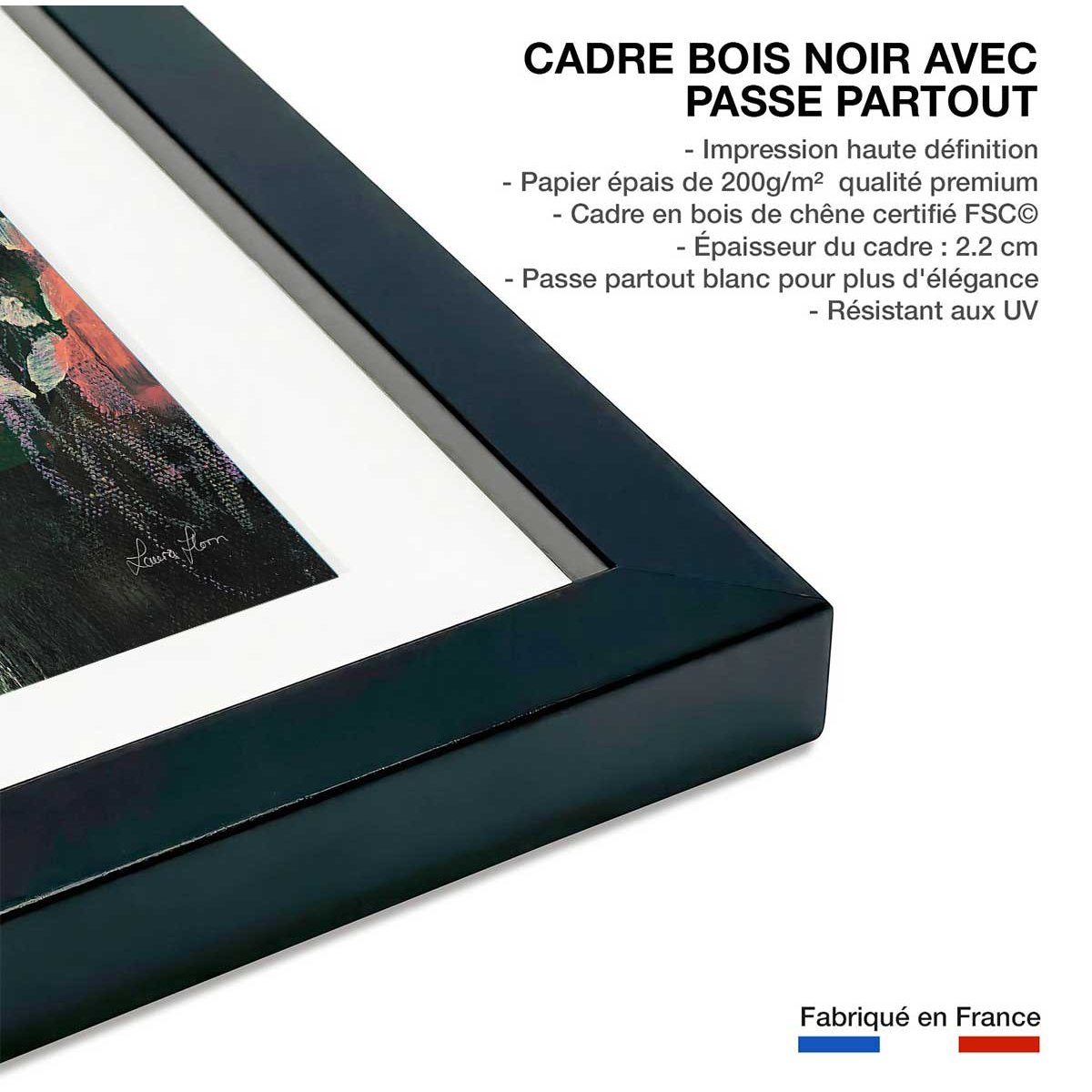 Affiche Tips brush affiche + cadre en bois - noir, HEXOA