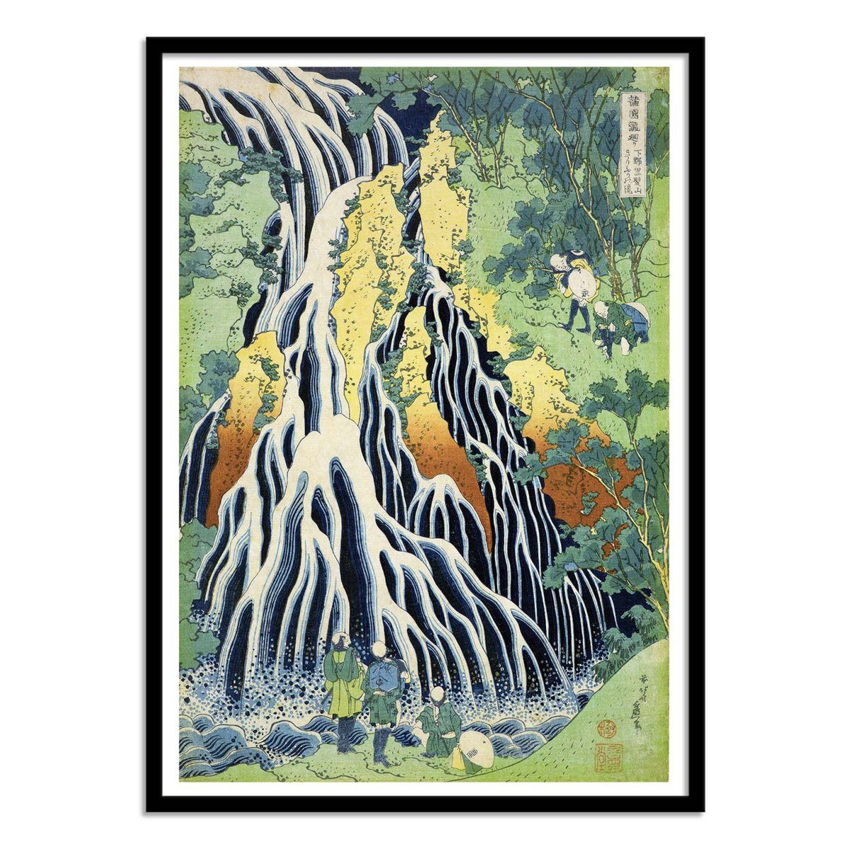 Affiche d'art - Kirifura Fall in Kurokawa 1832 - Katsushika Hokusai couleur unique, WALL EDITIONS