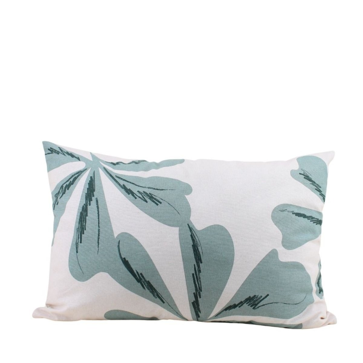 Coussin imprimé feuillage 40x60cm blanc, ORNAMI