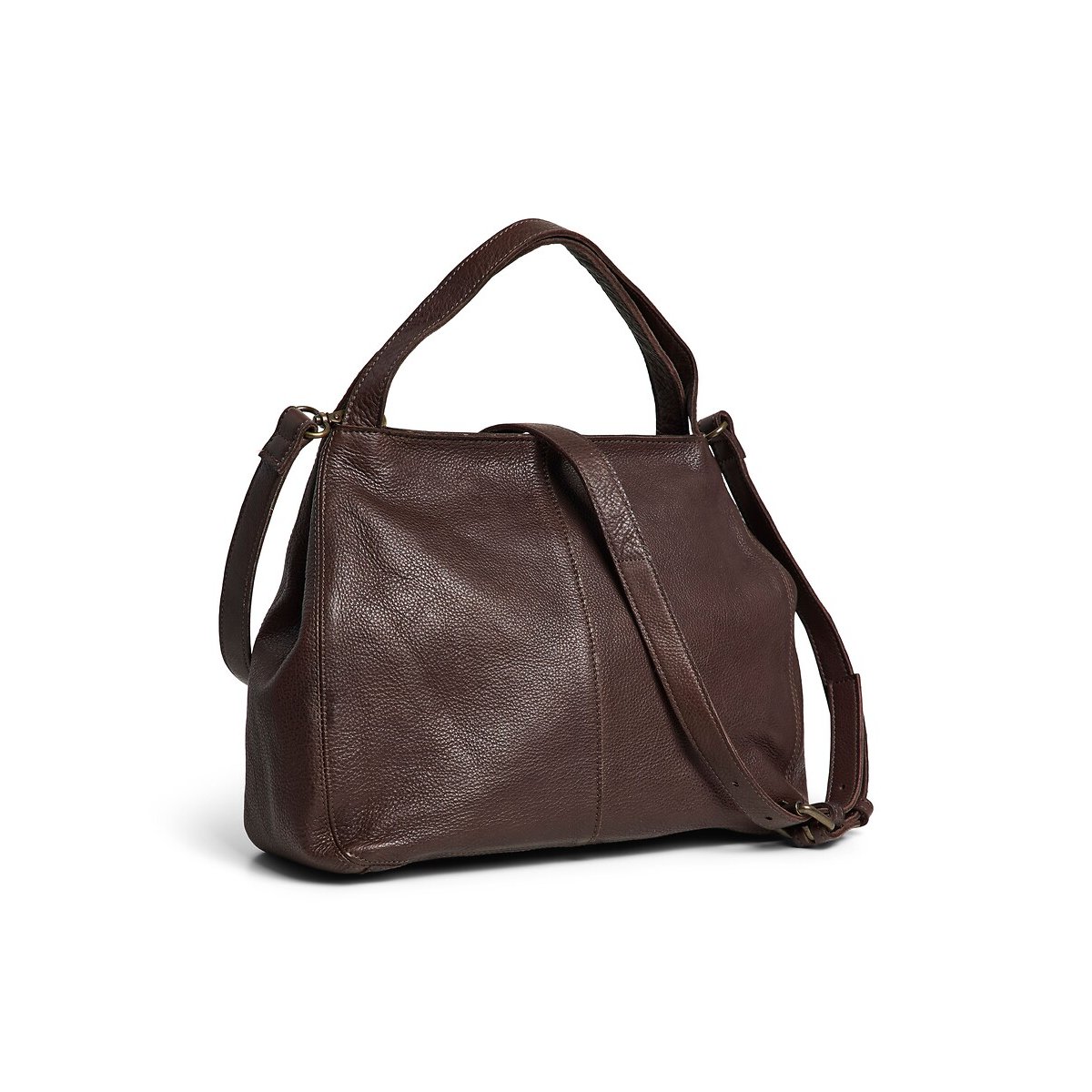 Grand sac à main en cuir, cross body, Automn marron foncé, PIECES