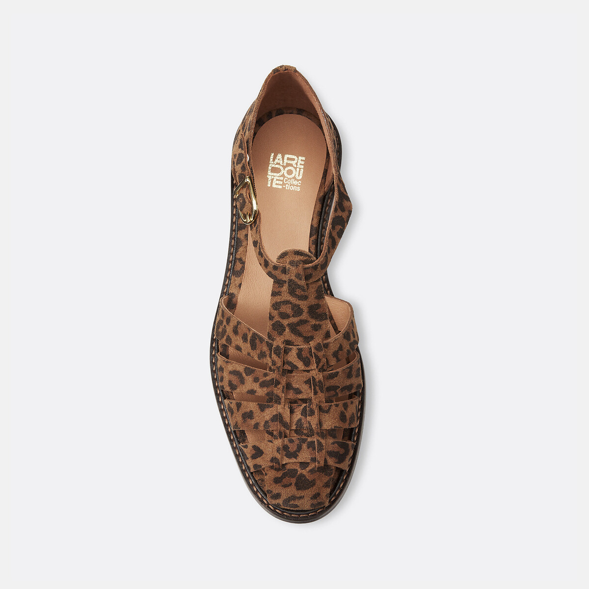 Sandales cuir imprimé léopard Signature SOLENN imprimé fond marron, LA REDOUTE COLLECTIONS