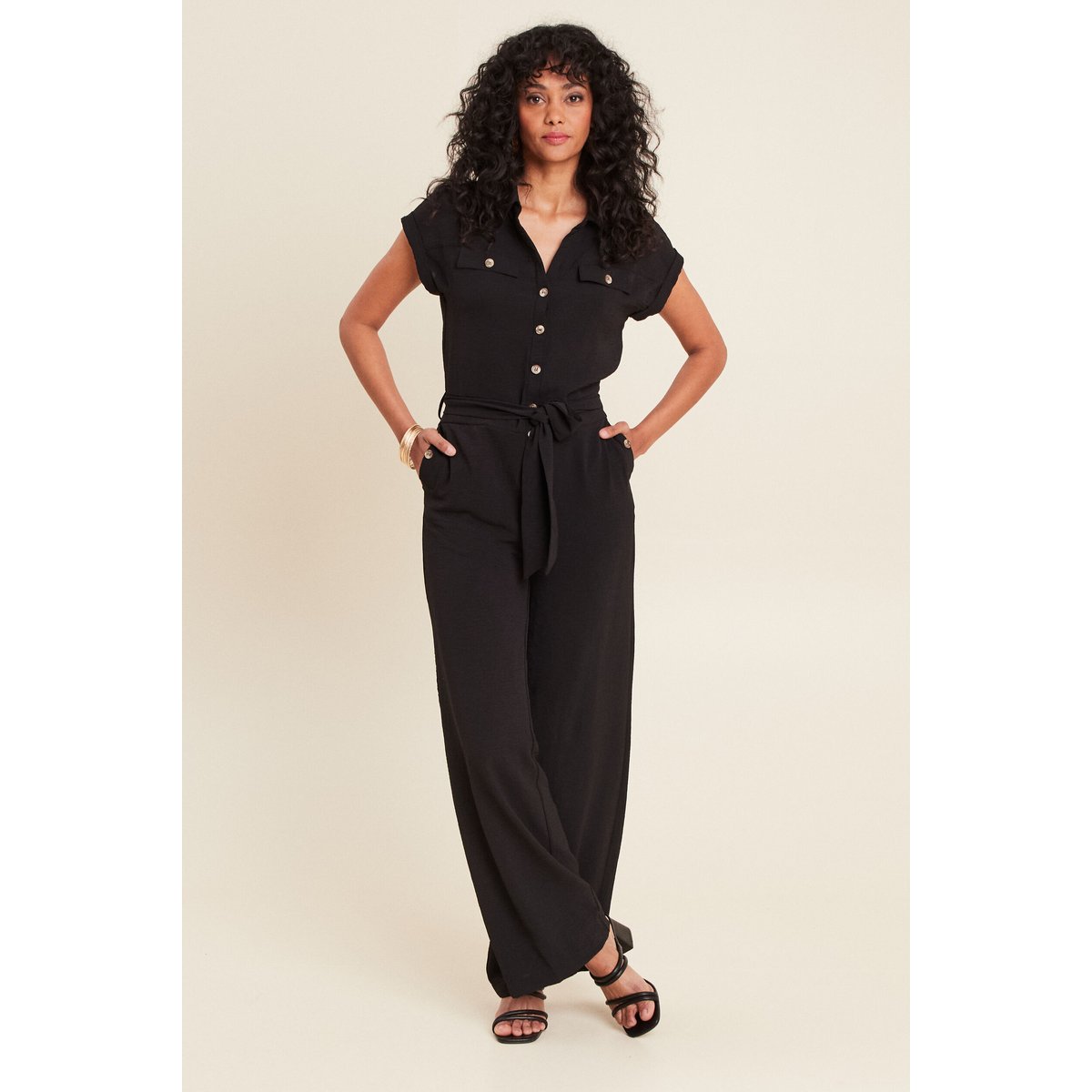 Combinaison pantalon ceinturée noir, BREAL
